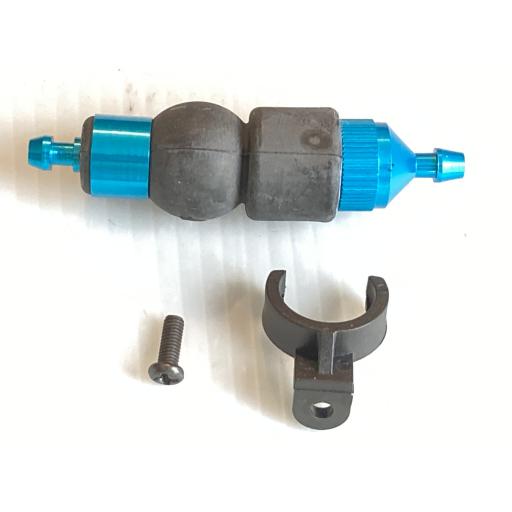 Nitro RC 1/10 & 1/8 Fuel Tank Primer pump - Blue Aluminium + fixings.