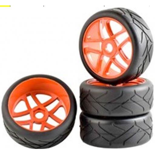 1/8 Buggy Wheels Red- 17mm Hex fitting. HPI Kyosho XTM Hobao Set of four.