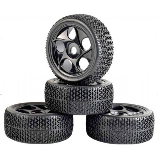 1/8 Buggy Wheels Black - 17mm Hex fitting. HPI Kyosho XTM Hobao Set of four.