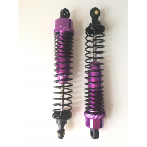 1 x pair of Metal Shock units 108mm Purple - Fully Adjustable for RC Car / Truck / Buggy.