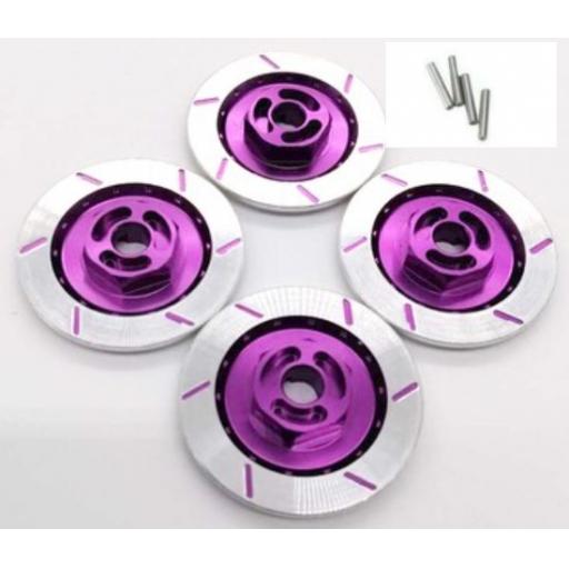 Rc Car Brake Disk Set - 12mm Hex + Axle Pins Aluminium 1/10 Purple