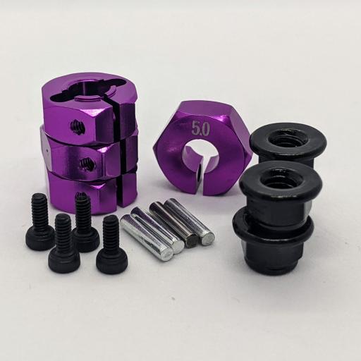 Metal Wheel Hex Nuts 12mm Drive Hubs with With Retaining Bolt and Pins suitable for 1/10 RC car. - Purple