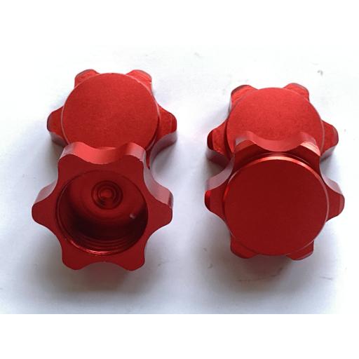 1/8 17mm Universal Red Non Slip locking Wheel Nuts x 4 Aluminium Alloy Dust Cap