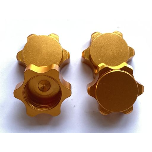 1/8 17mm Universal Gold Non Slip locking Wheel Nuts x 4 Aluminium Alloy Dust Cap