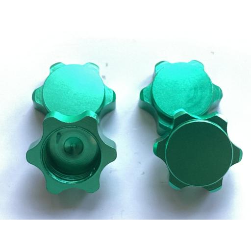 1/8 17mm Ansmann Universal Green Non Slip locking Wheel Nuts x 4 Aluminium Alloy Dust Cap