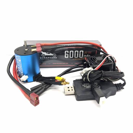 Brushless 60A ESC + 3650 3500KV Motor Conversion kit for 1/10 Vehicles Universal Fit + Lipo Battery