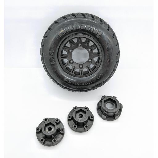 1/10 1/8 Crawler Truck Wheels 12mm, 14mm, 17mm Hex fitting. etc Set of four. Black