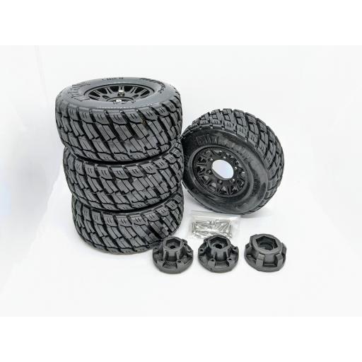 1/10 1/8 Crawler Truck Wheels 12mm, 14mm, 17mm Hex fitting. etc Set of four. Black