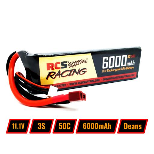 11.1V Lipo Battery 3S 80C 6000 mAh Hard Case with T style red connector