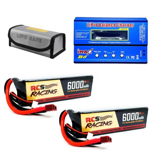 RC Battery Charger+ 2 Lipo Batteries - 3S 11.1V 80C + iMAX B6 Lipo Charger with  Free Lipo safe bag