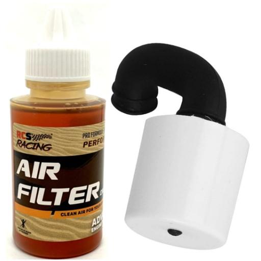 Nitro engine Air filter. 1/8th RC Waterproof. Extra Fine Foam,- White with Filter Oil