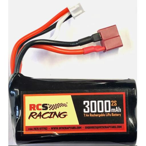 7.4V Lipo Battery 2S 35C 3000 mAh 1/16 1/18 with T style red connector