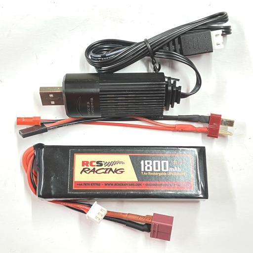 7.4V Lipo Battery 2S 1800mAh  + Charger for 1/5 Petrol cars