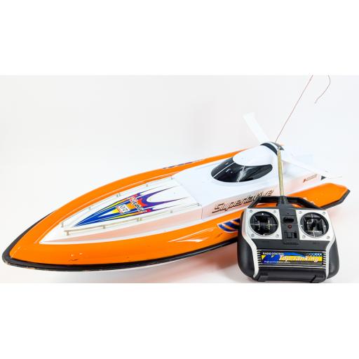 Brushed Twin Motor Power boat in orange and White
