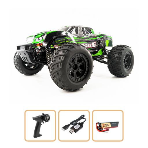 Hendee 4WD 1/16 Hobby Scale Waterproof Green Truggy G-16 - Complete Ready to Run with Spare Battery