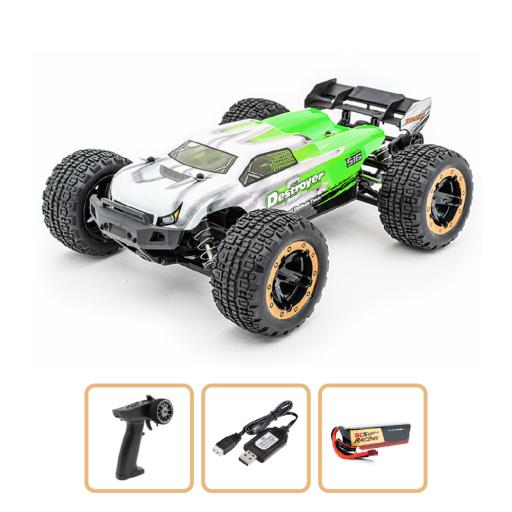 4WD 1/16 scale Very Quick Destroyer Green Truggy, with 2S Lipo battery and controller - Ready to Run