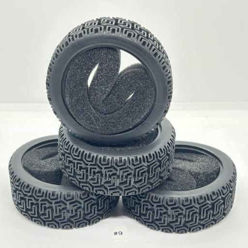1/10 RC Car tyre set. High Grip with foam insert. 52mm x 26mm - Pattern #9