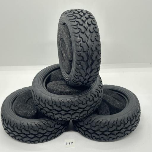 1/10 RC Car tyre set. High Grip with foam insert. 52mm x 26mm - Pattern #17