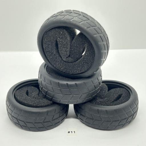 1/10 RC Car tyre set. High Grip with foam insert. 52mm x 26mm - Pattern #11