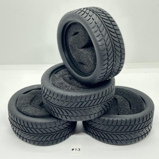 1/10 RC Car tyre set. High Grip with foam insert. 52mm x 26mm - Pattern #13