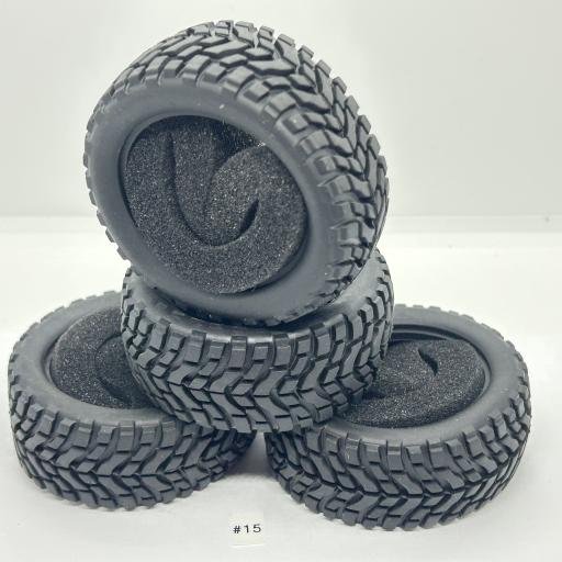1/10 RC Car tyre set. High Grip with foam insert. 52mm x 26mm - Pattern #15