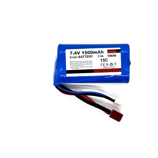 7.4V Li-ion Battery 2S 15C 1500mAh 1/16 1/18 with T style red connector