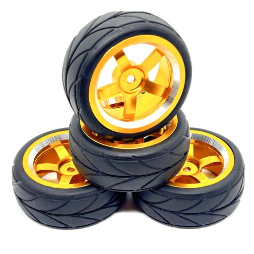 1/10 Metal - Anodised Aluminium High Quality Wheels and Tyres set of 4. Gold