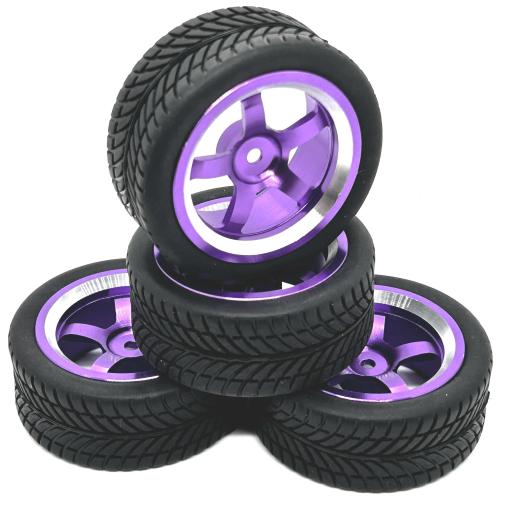 1/10 Metal - Anodised Aluminium High Quality Wheels and Tyres set of 4. Purple